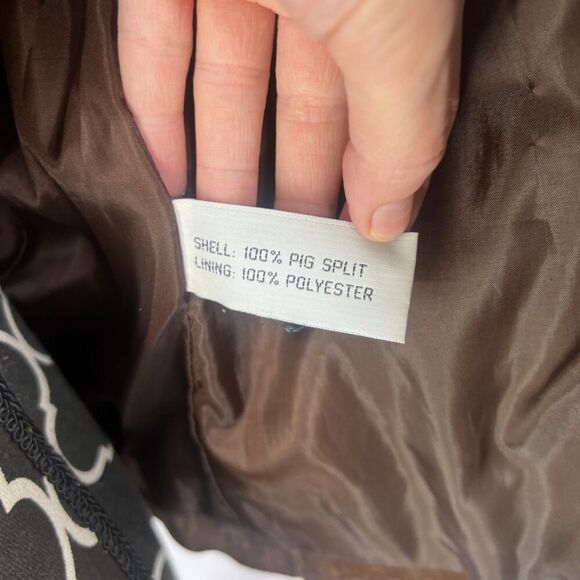 Lucid LTD Brown 100% Pig Split Leather Full Zip Embroidered Jacket Size Medium - Picture 8 of 13